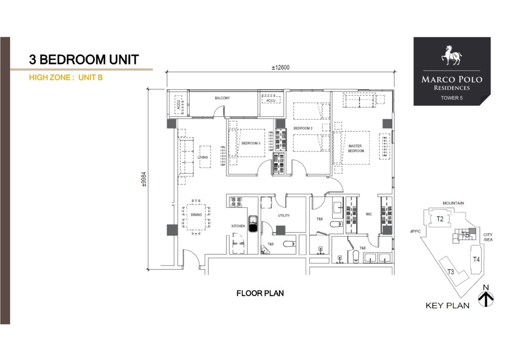 marco polo parkplace 3-bedroom unit or floor layout